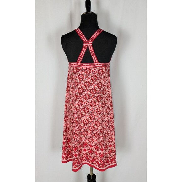 Max Studio Dress S Red Medallion Print A Line Halter Neck Strappy Back Summer - Picture 4 of 9